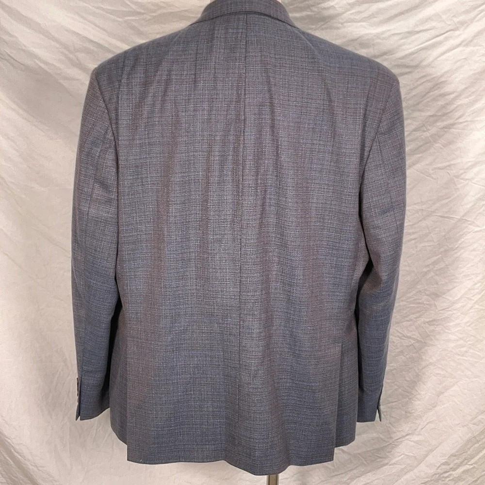 TailoRed Tessilstrona Blazer Men 48 Blue Tan Italian Wool Stretch Sport Coat‎